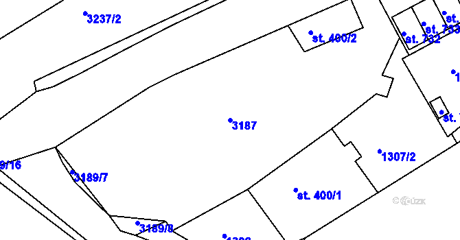Parcela st. 3187 v KÚ Bečov nad Teplou, Katastrální mapa