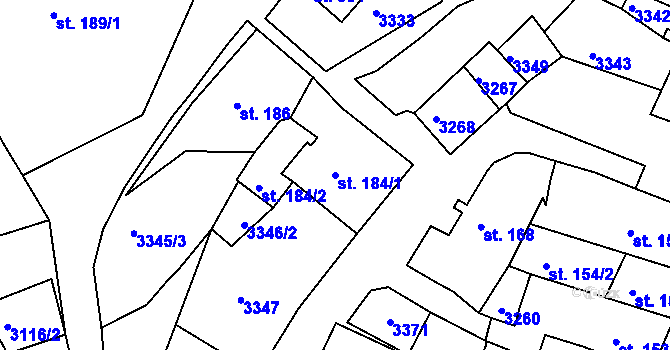 Parcela st. 184/1 v KÚ Bečov nad Teplou, Katastrální mapa