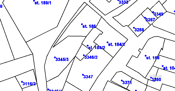 Parcela st. 184/2 v KÚ Bečov nad Teplou, Katastrální mapa