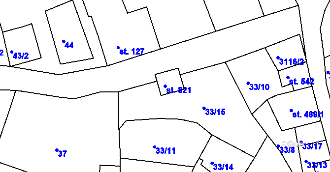 Parcela st. 821 v KÚ Bečov nad Teplou, Katastrální mapa