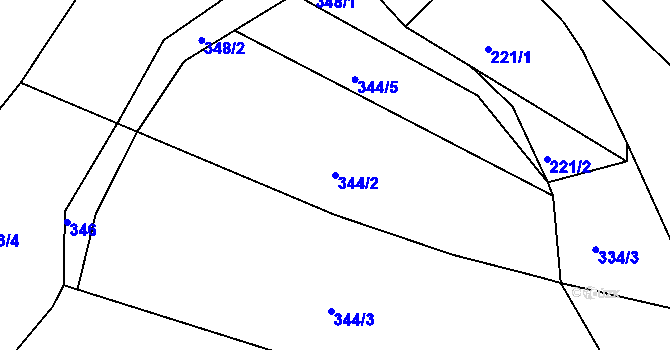 Parcela st. 344/2 v KÚ Bečov nad Teplou, Katastrální mapa