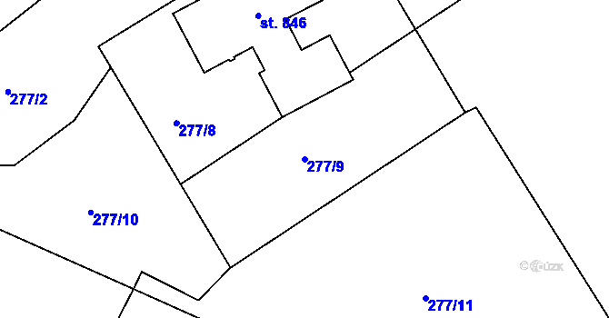 Parcela st. 277/9 v KÚ Bečov nad Teplou, Katastrální mapa