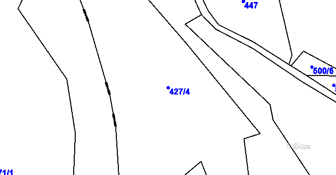 Parcela st. 427/4 v KÚ Krásný Jez, Katastrální mapa