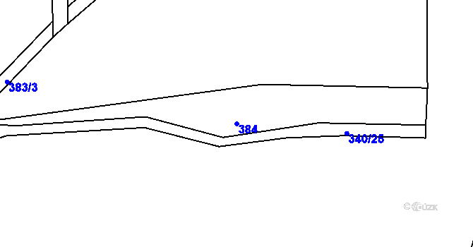 Parcela st. 384 v KÚ Krásný Jez, Katastrální mapa