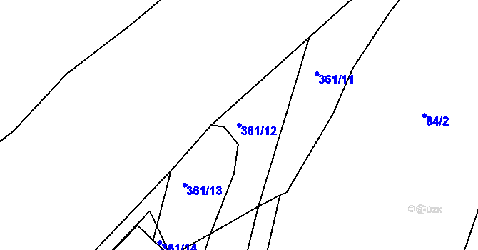 Parcela st. 361/12 v KÚ Vodná u Bečova nad Teplou, Katastrální mapa