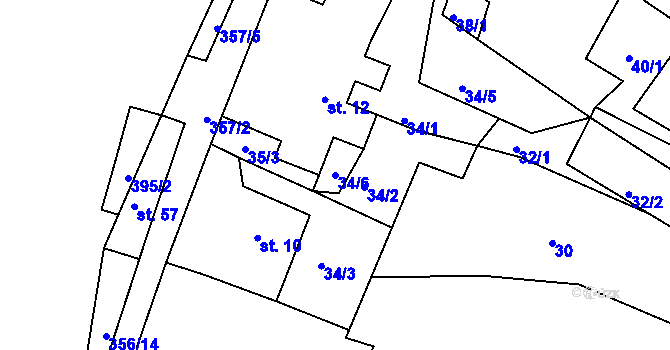 Parcela st. 34/6 v KÚ Vodná u Bečova nad Teplou, Katastrální mapa