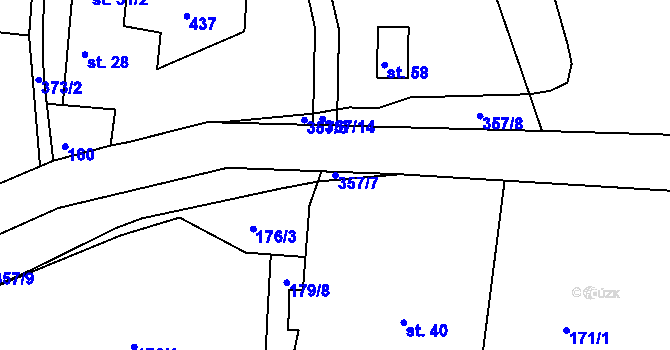 Parcela st. 357/7 v KÚ Vodná u Bečova nad Teplou, Katastrální mapa