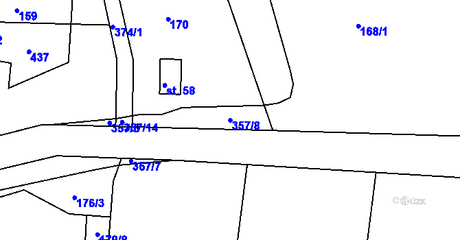 Parcela st. 357/8 v KÚ Vodná u Bečova nad Teplou, Katastrální mapa
