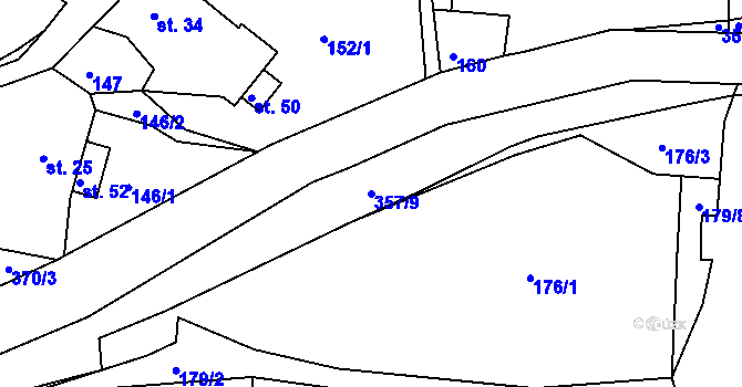 Parcela st. 357/9 v KÚ Vodná u Bečova nad Teplou, Katastrální mapa