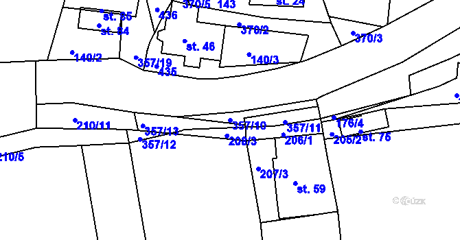 Parcela st. 357/10 v KÚ Vodná u Bečova nad Teplou, Katastrální mapa