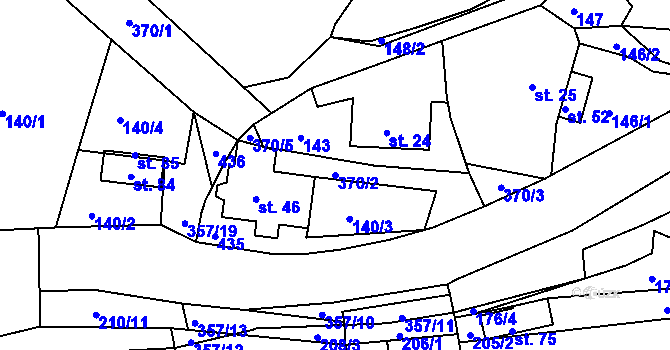 Parcela st. 370/2 v KÚ Vodná u Bečova nad Teplou, Katastrální mapa