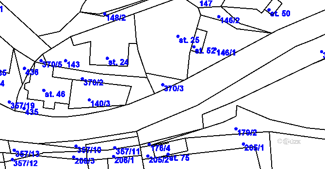 Parcela st. 370/3 v KÚ Vodná u Bečova nad Teplou, Katastrální mapa