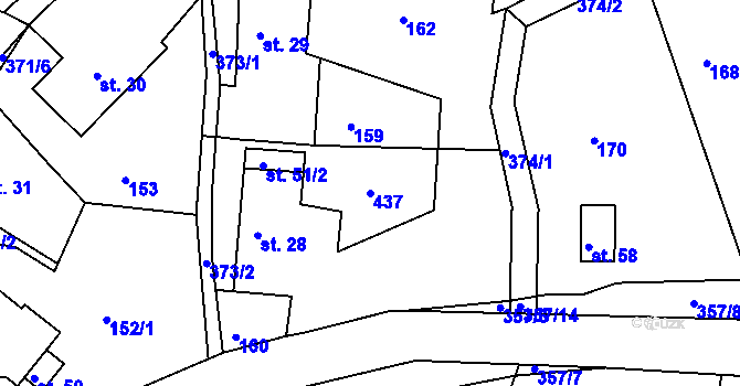 Parcela st. 437 v KÚ Vodná u Bečova nad Teplou, Katastrální mapa