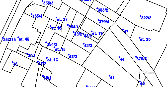 Parcela st. 43/3 v KÚ Vodná u Bečova nad Teplou, Katastrální mapa