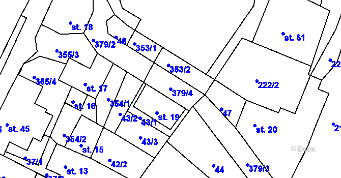 Parcela st. 379/4 v KÚ Vodná u Bečova nad Teplou, Katastrální mapa