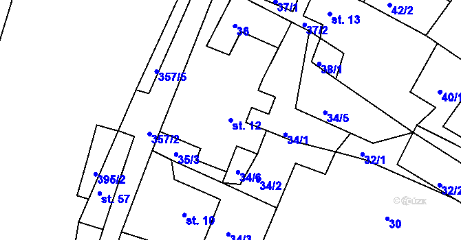 Parcela st. 12 v KÚ Vodná u Bečova nad Teplou, Katastrální mapa