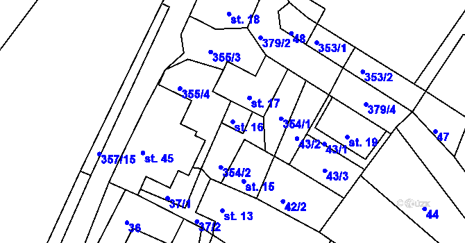 Parcela st. 16 v KÚ Vodná u Bečova nad Teplou, Katastrální mapa