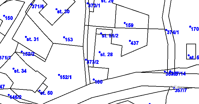 Parcela st. 28 v KÚ Vodná u Bečova nad Teplou, Katastrální mapa