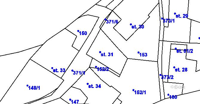 Parcela st. 31 v KÚ Vodná u Bečova nad Teplou, Katastrální mapa