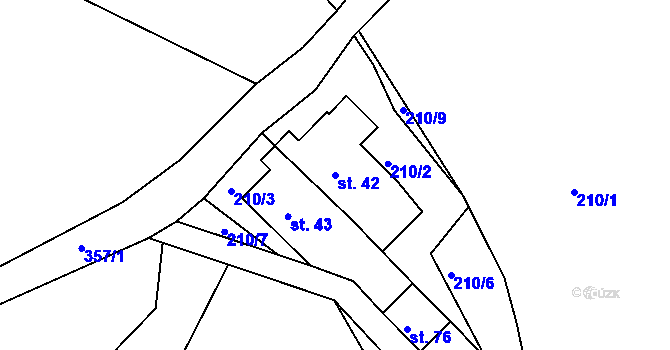 Parcela st. 42 v KÚ Vodná u Bečova nad Teplou, Katastrální mapa