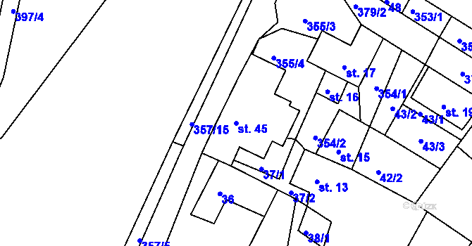 Parcela st. 45 v KÚ Vodná u Bečova nad Teplou, Katastrální mapa