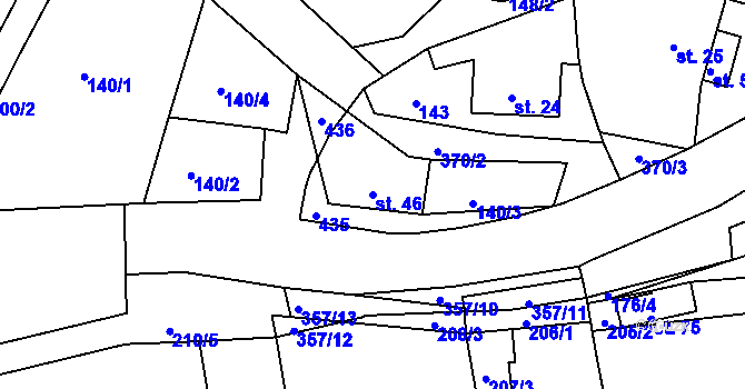 Parcela st. 46 v KÚ Vodná u Bečova nad Teplou, Katastrální mapa