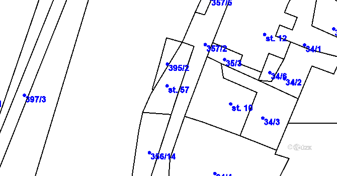 Parcela st. 57 v KÚ Vodná u Bečova nad Teplou, Katastrální mapa