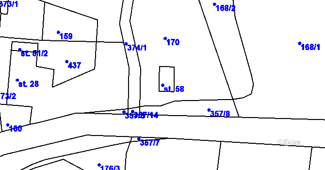 Parcela st. 58 v KÚ Vodná u Bečova nad Teplou, Katastrální mapa