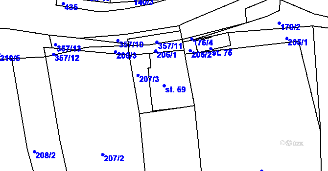 Parcela st. 59 v KÚ Vodná u Bečova nad Teplou, Katastrální mapa