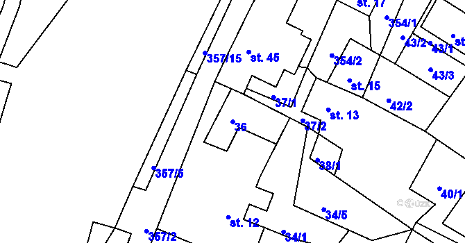 Parcela st. 36 v KÚ Vodná u Bečova nad Teplou, Katastrální mapa