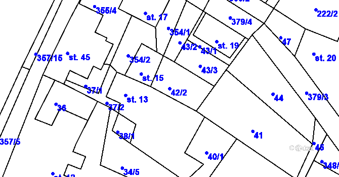 Parcela st. 42/2 v KÚ Vodná u Bečova nad Teplou, Katastrální mapa