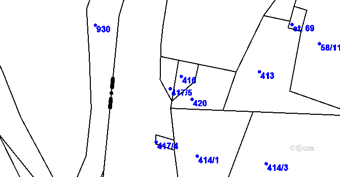 Parcela st. 417/5 v KÚ Vodná u Bečova nad Teplou, Katastrální mapa