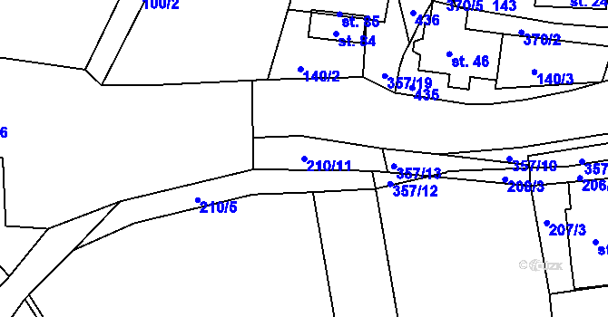 Parcela st. 210/11 v KÚ Vodná u Bečova nad Teplou, Katastrální mapa
