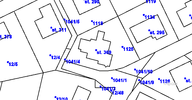 Parcela st. 369 v KÚ Bečváry, Katastrální mapa