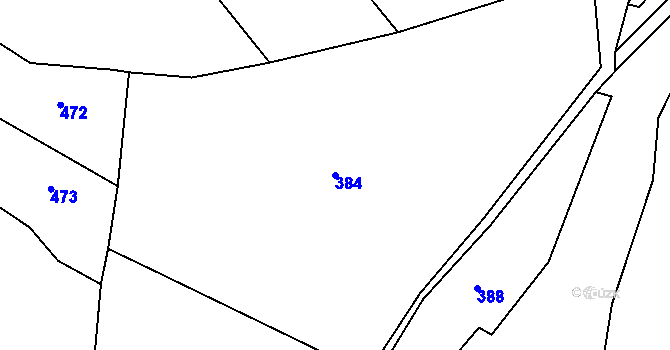 Parcela st. 384 v KÚ Bečváry, Katastrální mapa