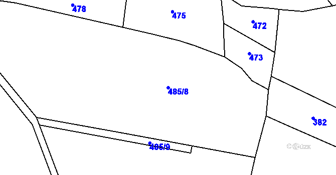 Parcela st. 485/8 v KÚ Bečváry, Katastrální mapa