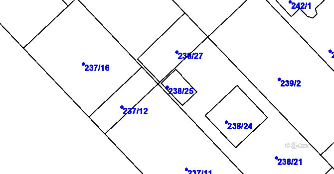 Parcela st. 238/25 v KÚ Bedihošť, Katastrální mapa
