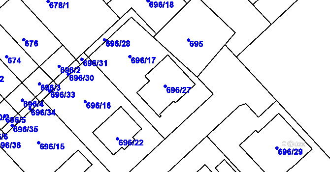 Parcela st. 696/27 v KÚ Bedihošť, Katastrální mapa