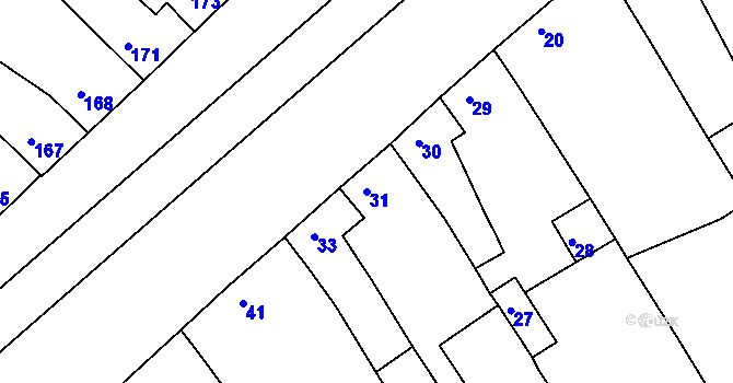 Parcela st. 31 v KÚ Bedihošť, Katastrální mapa