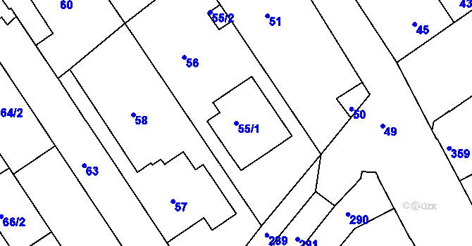 Parcela st. 55/1 v KÚ Bedihošť, Katastrální mapa