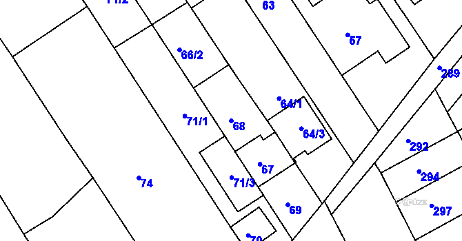 Parcela st. 68 v KÚ Bedihošť, Katastrální mapa