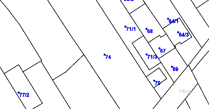 Parcela st. 74 v KÚ Bedihošť, Katastrální mapa
