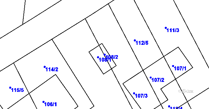 Parcela st. 108/2 v KÚ Bedihošť, Katastrální mapa