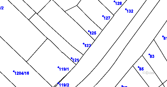 Parcela st. 123 v KÚ Bedihošť, Katastrální mapa