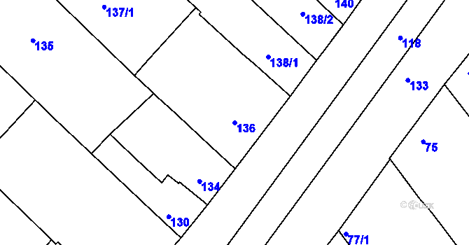 Parcela st. 136 v KÚ Bedihošť, Katastrální mapa