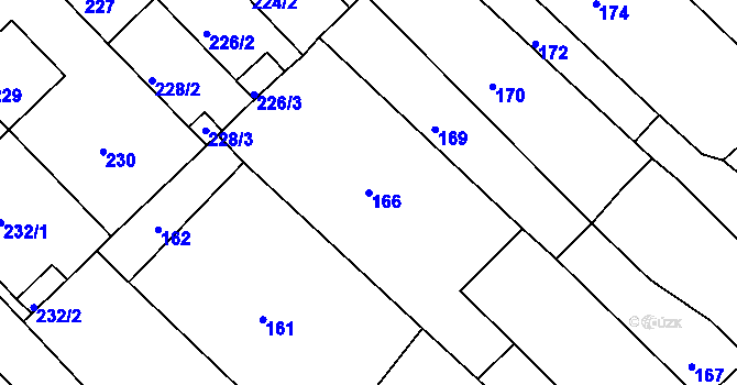 Parcela st. 166 v KÚ Bedihošť, Katastrální mapa