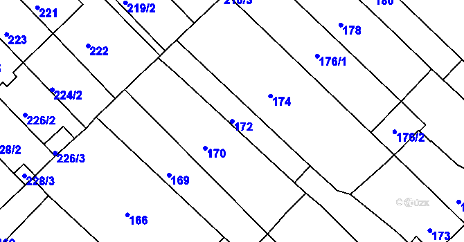 Parcela st. 172 v KÚ Bedihošť, Katastrální mapa