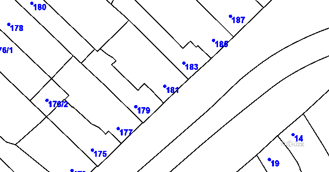 Parcela st. 181 v KÚ Bedihošť, Katastrální mapa