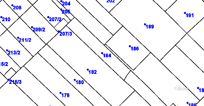 Parcela st. 184 v KÚ Bedihošť, Katastrální mapa