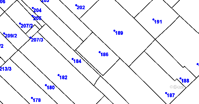 Parcela st. 186 v KÚ Bedihošť, Katastrální mapa
